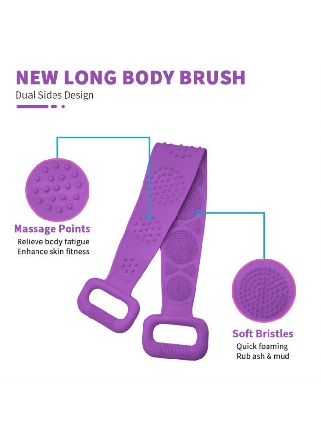 2 Piece Back Scrubber Body Brush Silicone Bath Shower Brush for Use in Shower for Women Men Soft Exfoliating Silicone Bath Towel Double-Sided Use with Massage Particles - Image 4