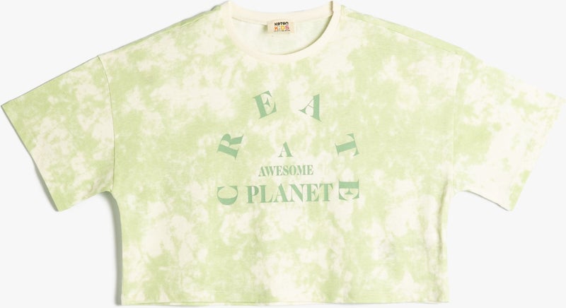 KOTON T-Shirt Crop Oversize Batik Patterned Crew Neck Printed  - Image 1