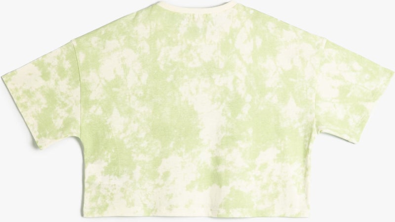 KOTON T-Shirt Crop Oversize Batik Patterned Crew Neck Printed  - Image 2