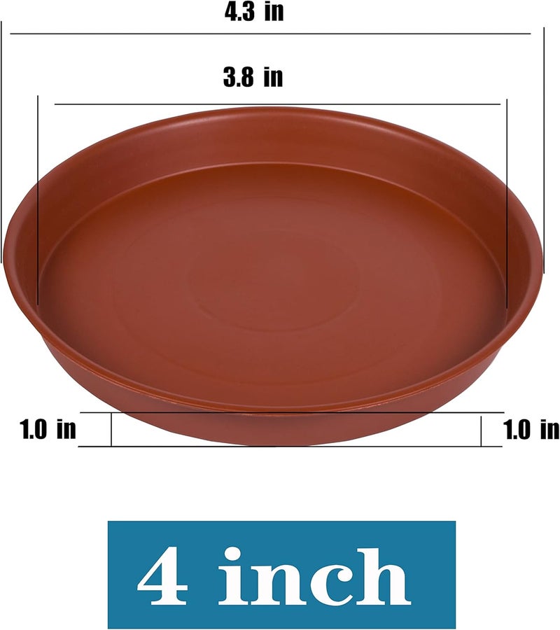 Bleuhome 6 Pack of 4 inch Plant Saucer, Heavy Duty Plastic Plant Water Tray 4 inch Round, Pebble Tray, Plant Saucers for Indoors, Plant Dishes Saucer for Planter 3"/4" (4 inch, Terracotta) - Image 2