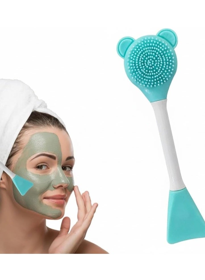 Silicone Face Mask Brush, Double-Ended Mask Applicator and Massage Spoon, Soft Exfoliating Face Cleansing Brush for Clay and Cream Masks, Multi-Colour, 1 Piece - Image 1