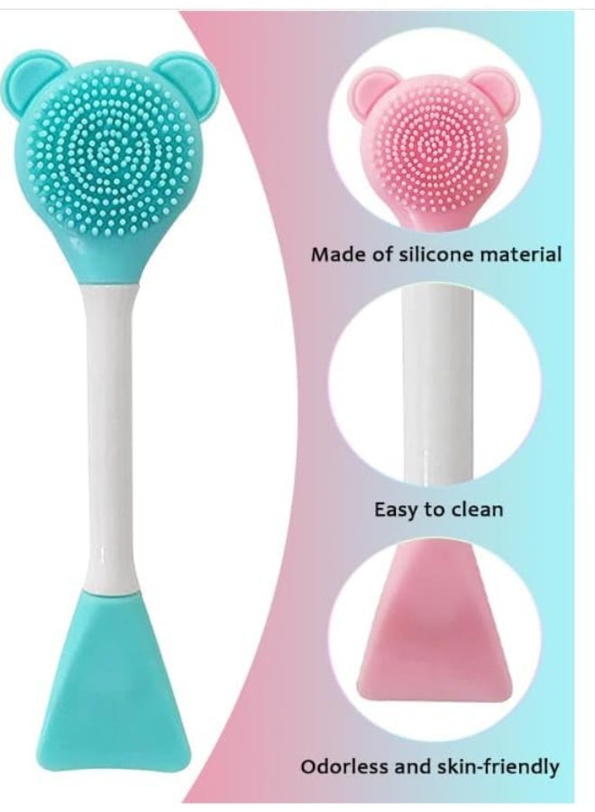 Silicone Face Mask Brush, Double-Ended Mask Applicator and Massage Spoon, Soft Exfoliating Face Cleansing Brush for Clay and Cream Masks, Multi-Colour, 1 Piece - Image 2