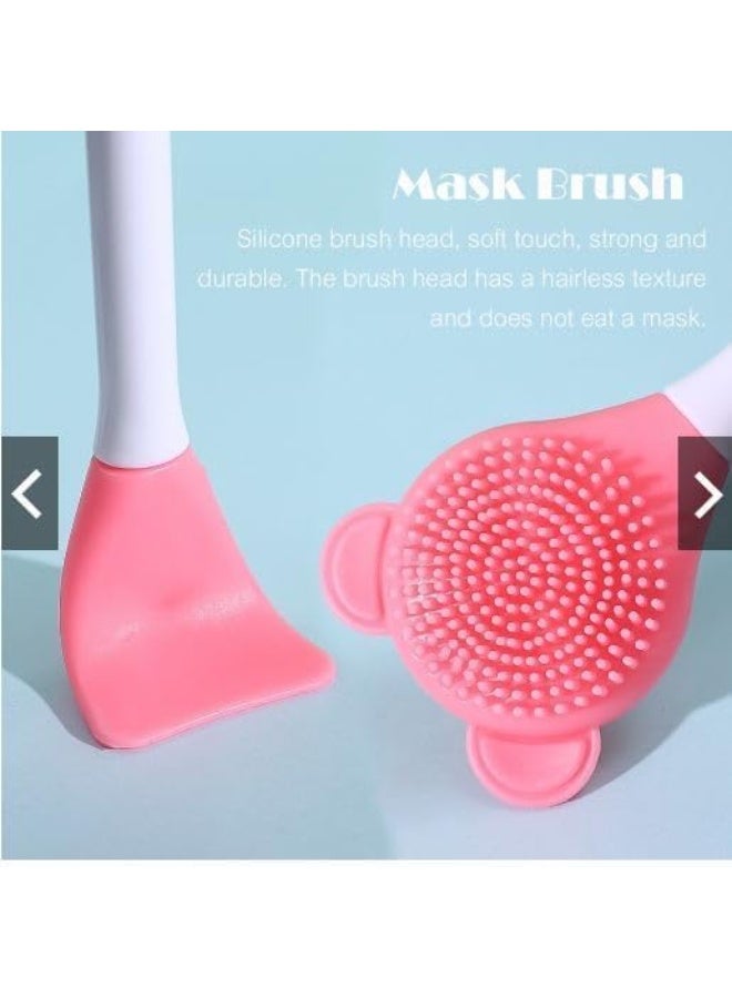 Silicone Face Mask Brush, Double-Ended Mask Applicator and Massage Spoon, Soft Exfoliating Face Cleansing Brush for Clay and Cream Masks, Multi-Colour, 1 Piece - Image 3
