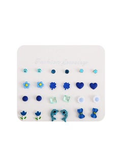 12 Pair Flower Pattern Stud Earrings