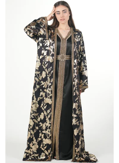 AL BENT AL SHARQIEH embroidered satin kaftan dress