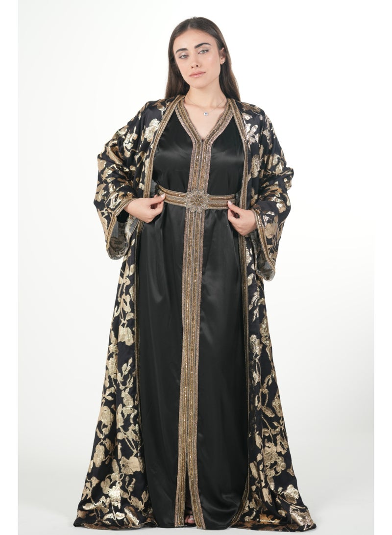 AL BENT AL SHARQIEH embroidered satin kaftan dress - Image 2