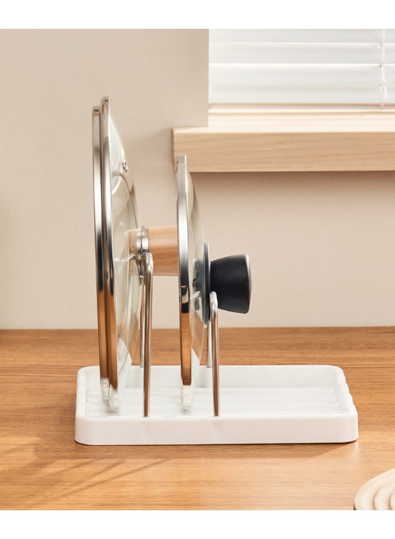 HOMESTAR Kitchen Countertop Pot Lid Holder Stand, 2-Tier U-Type Spoon Rest Organizer With Drainage Base, Space-Saving Secure Storage Rack - Image 4