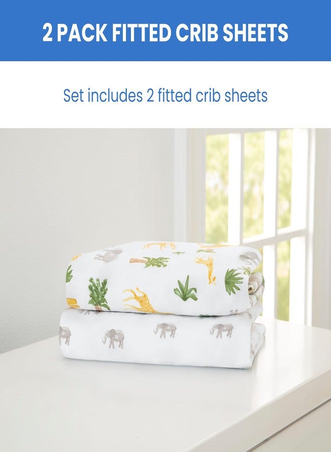 Delta Children Fitted Crib Sheets for Girls and Boys - Crib Sheet for Standard Crib and Toddler Mattresses - 28x52 Inch (Pack of 2), Safari Friends - Image 3