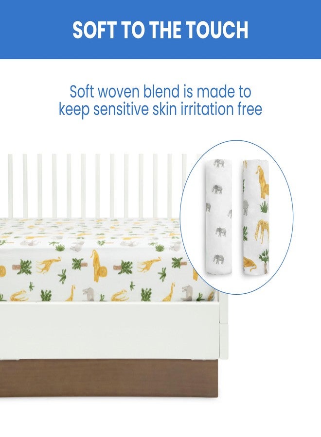 Delta Children Fitted Crib Sheets for Girls and Boys - Crib Sheet for Standard Crib and Toddler Mattresses - 28x52 Inch (Pack of 2), Safari Friends - Image 5