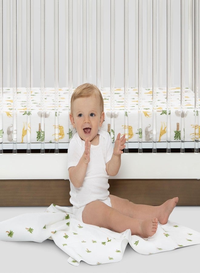 Delta Children Fitted Crib Sheets for Girls and Boys - Crib Sheet for Standard Crib and Toddler Mattresses - 28x52 Inch (Pack of 2), Safari Friends - Image 2