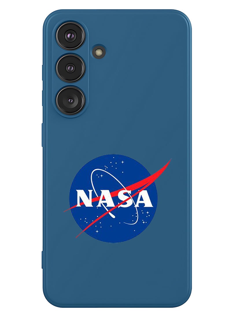 Theodor Protective Slim Fit Case Liquid Silicone Cover with Full Body Protection Anti-Scratch Shockproof Case For Samsung Galaxy S25 (Blue) - Nasa CLassic - Image 1