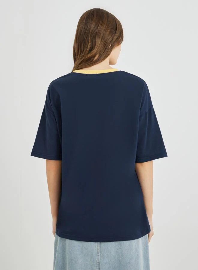 Take Two Take Two Slogan Print Round Neck Regular Fit T-Shirt