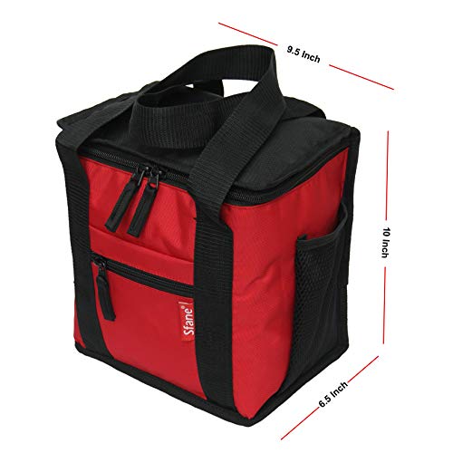 Sfane Insulated 9L Lunch Bag Tiffin Bags - Compact, Easy Wash, Smooth Zipper & Lightweight - Tote Bag & Container, Lunch Bags Tiffin Bag for Men, Women, Adults (Red) - Image 2