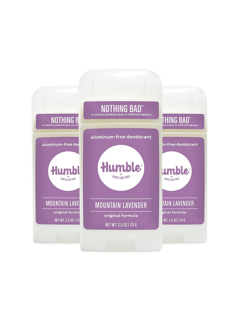 HUMBLE SIMPLE AND TRUE. - HUMBLE BRANDS Original Formula Aluminum-free Deodorant. Long Lasting Odor Control with Baking Soda and Essential Oils, Mountain Lavender, Pack of 3 - Image 1