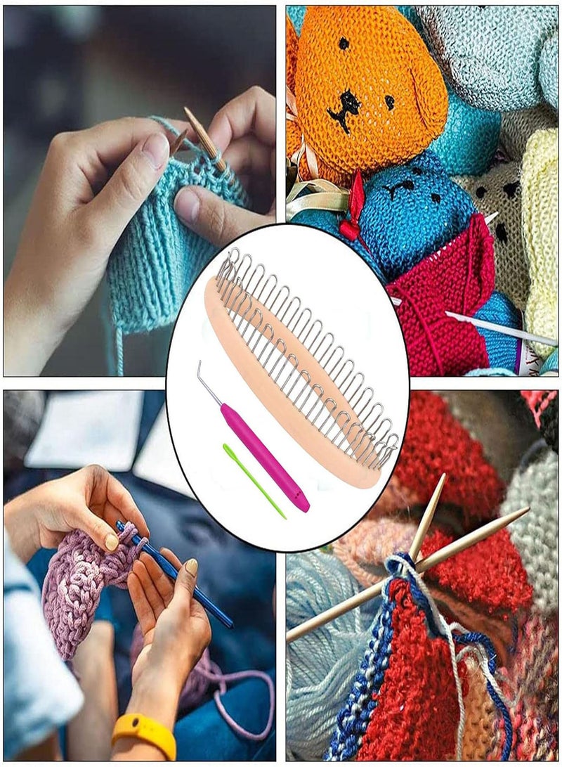 GGOOT 2 Pcs Sock Knitting Loom Kit | Authentic Knitting Board with & 32 Pins & Crochet - Mini Knitting Loom DIY Yarn Knitting Tool for Making Socks, Leg Warmers, Scarf, Hats, Arm Warmers - Image 3