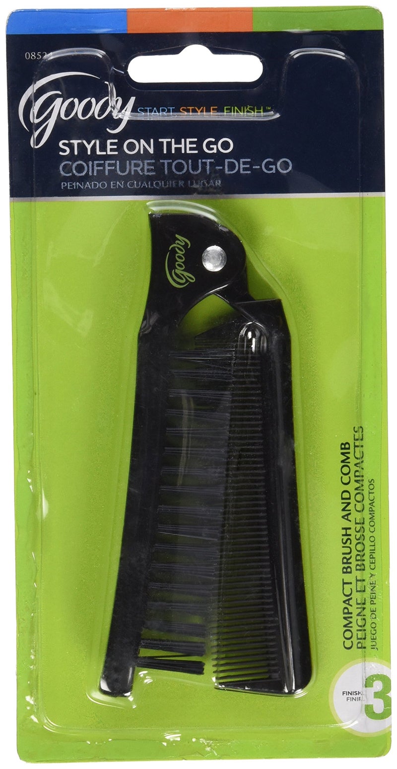 Goody Goody 08524 Style On The Go Compact Brush and Comb Combo Maintain Your Look On the Go Perfect Size for Purse Pocket or Tote Bag Measures Approx 825 When Unfolded and 45 When Folded