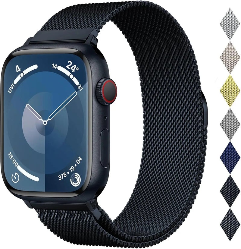 Bluejw Ultra Series 11 10 9 8 7 SE 6 5 4 3 2 1 Magnetic Clasp Replacement Watch Bands Compatible with Apple Watch 38mm – Milanese Loop Stainless Steel Strap - Image 1