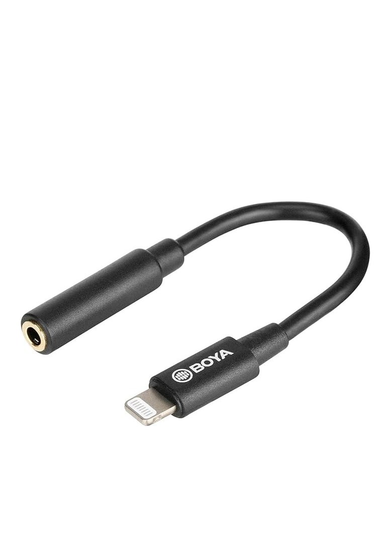 BOYA 3.5mm Female TRRS Input to Lightning Adapter Cable, by-K3 3.5mm to Apple MFi Certified Male Lightning Cable (6cm) Compatible with iPhone 11 10 x 8 7 iOS Devices and by-MM1 Any 3.5mm Microphones  - Image 1