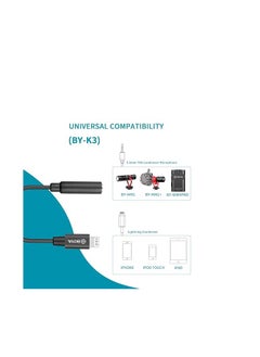 BOYA 3.5mm Female TRRS Input to Lightning Adapter Cable, by-K3 3.5mm to Apple MFi Certified Male Lightning Cable (6cm) Compatible with iPhone 11 10 x 8 7 iOS Devices and by-MM1 Any 3.5mm Microphones  - Image 3