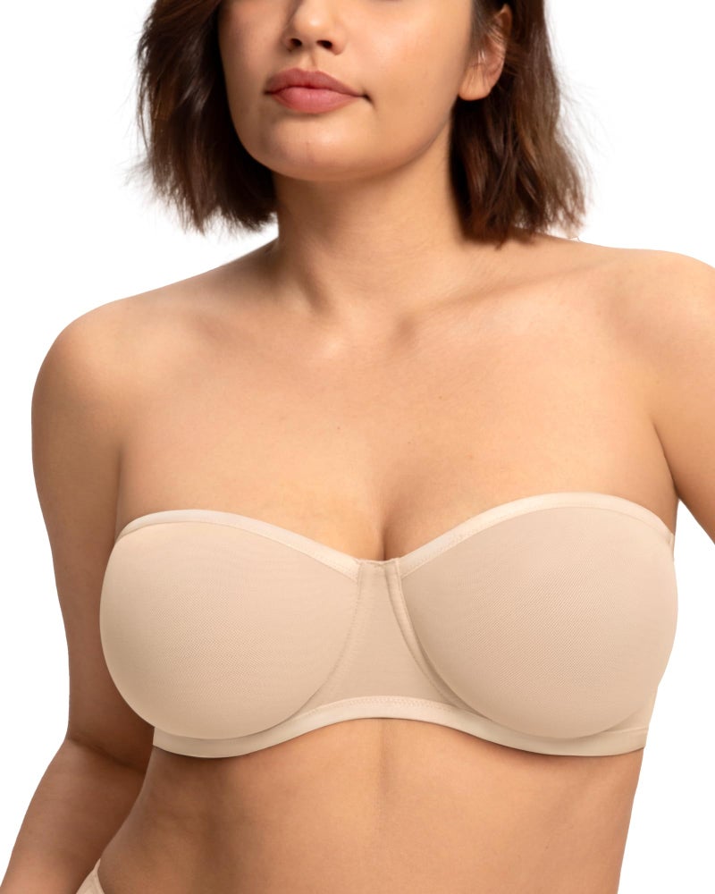 HSIA Strapless Bras for Women, Bella Convertible Minimizer Bra for Large Bust Unlined Underwire Balconette Bras Almond Beige 38DD - Image 1
