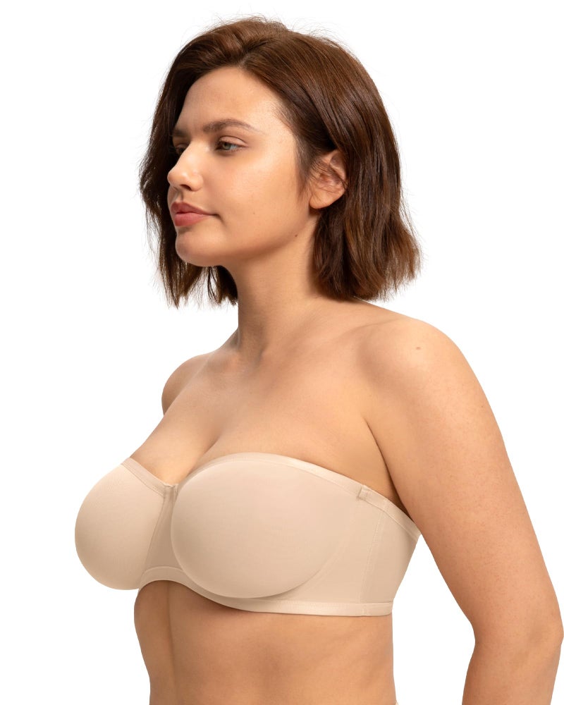 HSIA Strapless Bras for Women, Bella Convertible Minimizer Bra for Large Bust Unlined Underwire Balconette Bras Almond Beige 38DD - Image 3