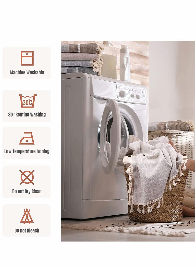 غلاف طاولة من الكتان القطني مع خيوط تزيين بسيط وأنيق لمطبخ الطعام، طاولة غير قابلة للتجاعيد (بني، 60 بوصة دائرية) - Image 5