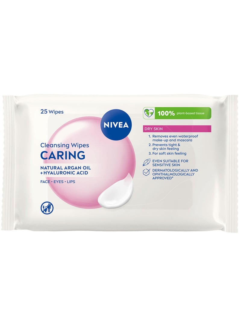 Cleansing Wipes CARING NATURAL ARGAN OIL+HYALURONIC ACID FACE·EYES·LIPS 25 Wipes