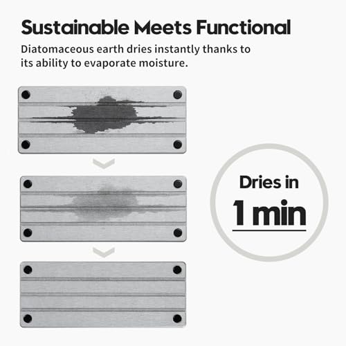 Razborci Fast Stone Drying Tray Diatomite Sponge Holder Mat, Kitchen Sink Organizer Sink Caddy, Kitchen & Bathroom Counter Makeup Vanity Dispenser Toothbrush Bottle Soap Dish Rack,Light Gray, 10" x 4" - Image 2