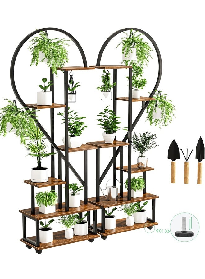 إن كي أكس حامل زهور مع أرفف لغرفة المعيشة وشرفة من الأرض إلى الأرض ورف من الحديد المطاوع مع حامل متعدد الطبقات لأصيص الزهور للزراعة - Image 5