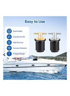 Y&D SYOSI, Marine Boat T-Handle Drain Plug, Twist-Turn Rubber Brass Handle Plug Fit for Boating Yacht Kayak Plumbing  - Image 2