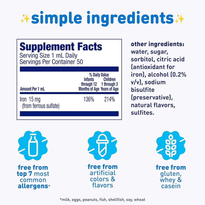 Enfamil FerInSol Iron Supplement Drops for Infants  Toddlers Supports Brain Development 50 mL Dropper Bottle - Image 2