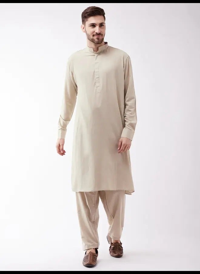 PRASHA Mens Green Cotton Kurta and Patiala Set