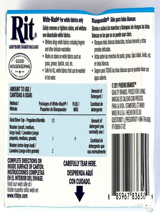 Rit Dye Laundry Treatment White-wash Stain Remover and Whitener Powder, 1-7/8 oz, White, 10-Pack - Image 2