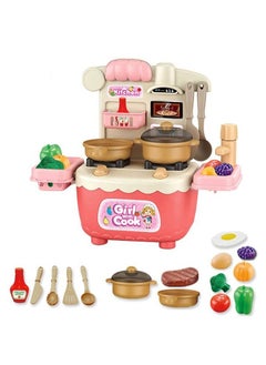 Swift 17 Pcs Kitchen Toys Imitated Chef Pretend Cooking Food Play Dinnerware Set Safe Cute Children Girl Toy Gift Fun Game Toy Kitchen Sink with Running Water and Electronic Induction Stove  - Image 1