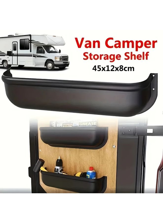 Black RV Door Organizer Storage Box 1pc Universal Van Door Panel Tray - Image 4