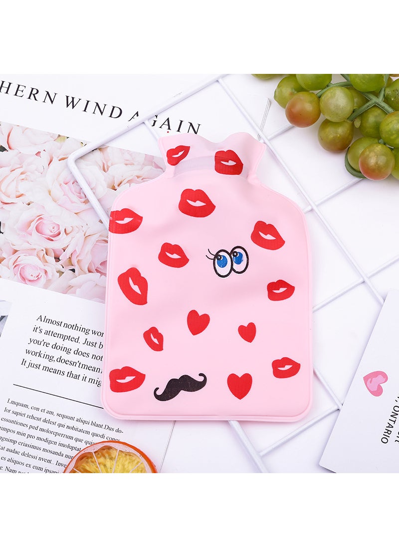Generic Mini PVC Pearlescent Hot Water Bottle Cartoon Hand Warmer Red lips 