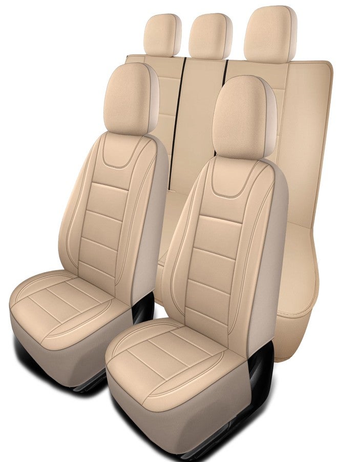 HChengkikz Car Seat Covers, Quilting Leather Seat Covers Full Set, Waterproof Faux Leather Automotive Seat Covers for Cars,Universal Car Seat Protectors Fit for Suvs,Trucks,Airbag Compatible (N4)