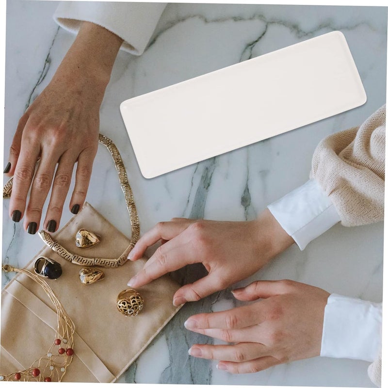 صينية مجوهرات خزفية لترتيب مستحضرات التجميل والعطور والأغراض الصغيرة في حوض الحمام، سهلة التنظيف، تصميم عصري - Image 5