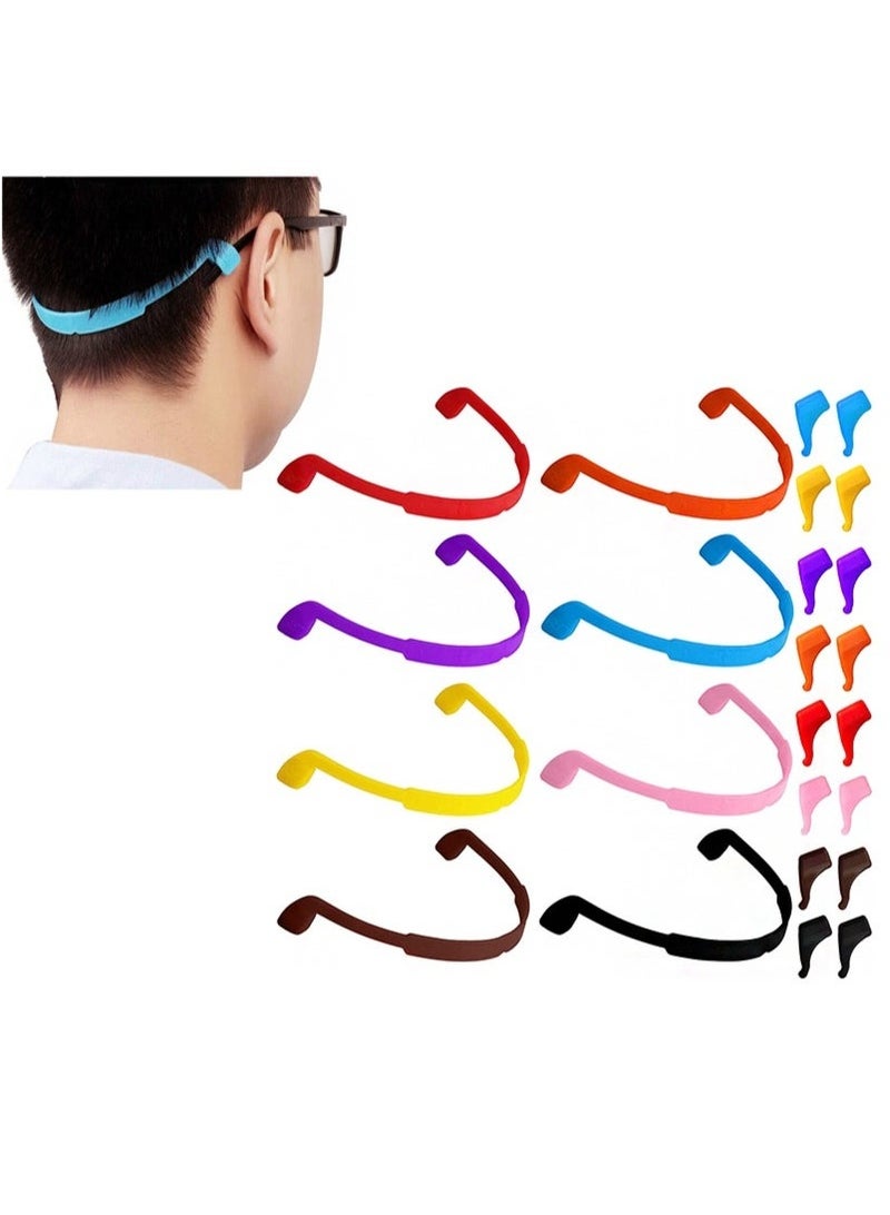 Generic Glasses Straps, 8 Pack Kids Glasses Sunglass Cord Strap Glasses Strap Holder Glasses Holder, Silicone Elastic Sports Toddler Glasses Straps with Ear Clip Hooks, 8 Colors  - Image 1