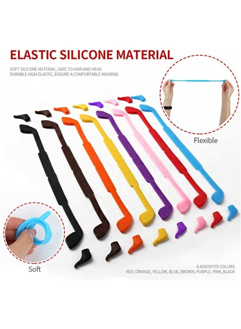Generic Glasses Straps, 8 Pack Kids Glasses Sunglass Cord Strap Glasses Strap Holder Glasses Holder, Silicone Elastic Sports Toddler Glasses Straps with Ear Clip Hooks, 8 Colors  - Image 3