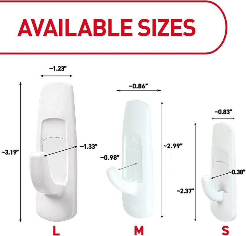 Command 5 lb Large Utility Hooks, 7 Wall Hooks and 12 Strips, Damage Free Hanging with Adhesive Strips, No Tools for Hanging, Organization and Storage - Image 2