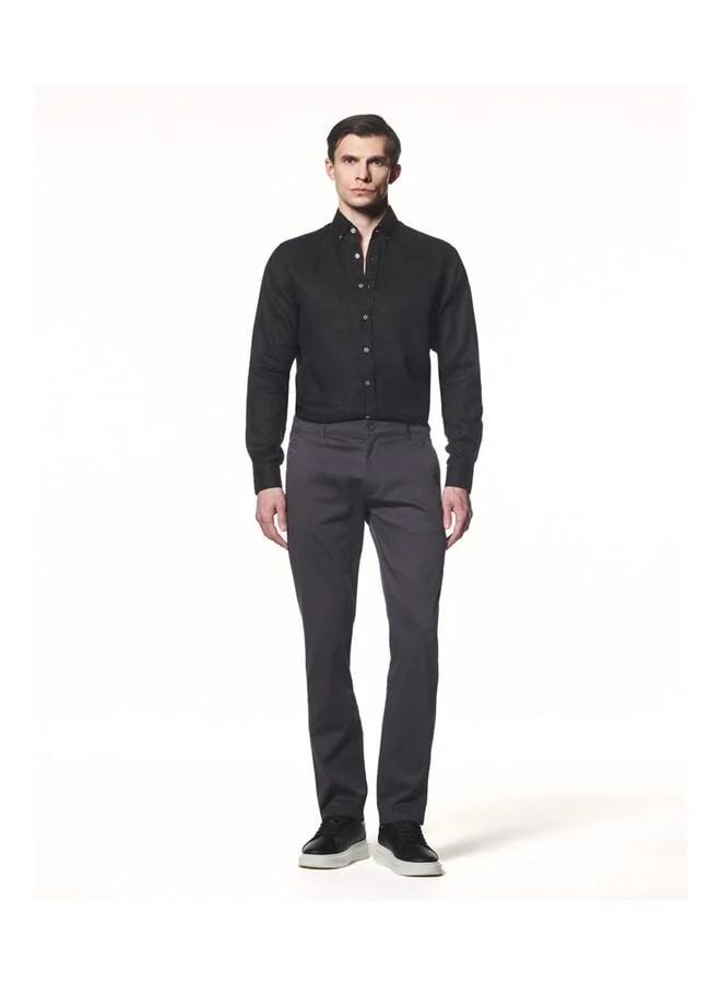 Cotton Blend Straight Fit Pants.