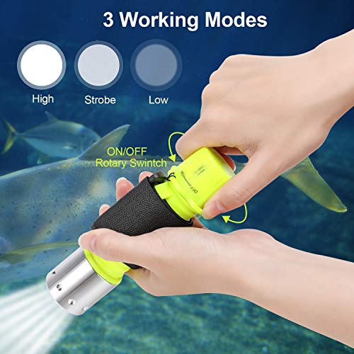 Oumers Diving Flashlight, Super Bright LED Diving Light Waterproof Underwater Torch for Scuba Diving and Other Outdoor Activities - Image 4