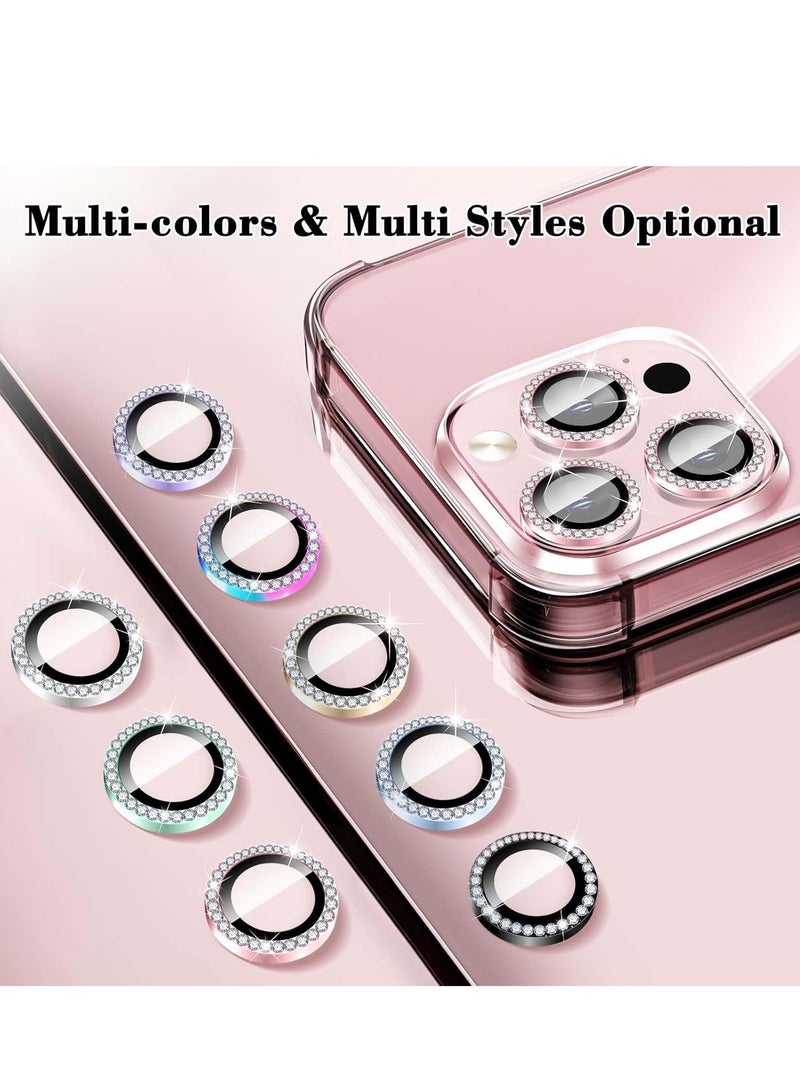 "Pink Diamond Camera Lens Protector for iPhone 16 Pro/16 Pro Max – Bling Tempered Glass Cover with Automatic Alignment Metal Rings and Glitter Film Stickers" - Image 2