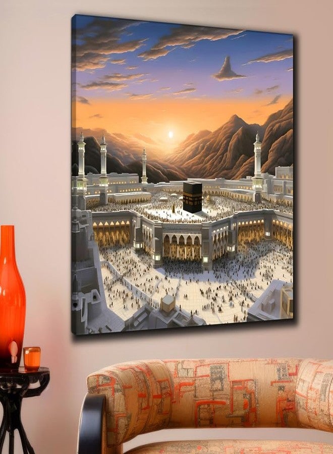 SAF paintings Wooden Framed Islmic Makka Madina Canvas Wall Painting for Home Décor And Office||For Bedroom,Living Room Home wall and Office Interior 24X24Inch CR-233 - Image 1