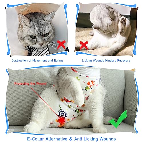 Coppthinktu Cat Recovery Suit Female, Breathable Cat Onesie After Surgery Female for Abdominal Wounds or Skin Diseases, Surgery Recovery Suit Kitten Onesie After Spay Wear Anti Licking (White M) - Image 4