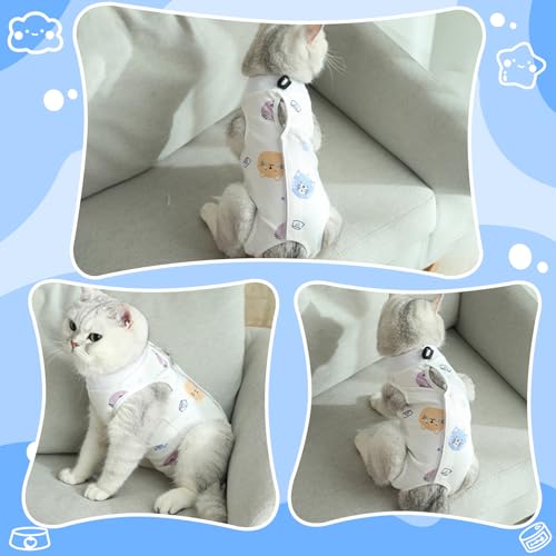 Coppthinktu Cat Recovery Suit Female, Breathable Cat Onesie After Surgery Female for Abdominal Wounds or Skin Diseases, Surgery Recovery Suit Kitten Onesie After Spay Wear Anti Licking (White M) - Image 5