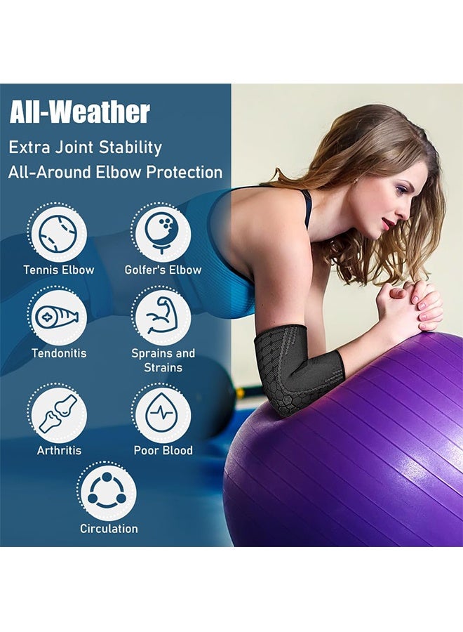 JIAROU 2 Pack Elbow Brace for Men Women,  Elbow Compression Sleeve Wraps Pads for Tendonitis Arthritis Bursitis, Reduce Joint Pain During Tennis Volleyball Baseball Weightlifting Golfers Workout(Black) - Image 4