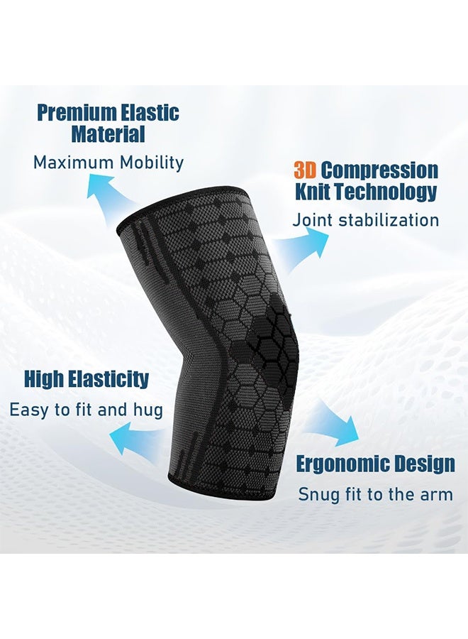 JIAROU 2 Pack Elbow Brace for Men Women,  Elbow Compression Sleeve Wraps Pads for Tendonitis Arthritis Bursitis, Reduce Joint Pain During Tennis Volleyball Baseball Weightlifting Golfers Workout(Black) - Image 3