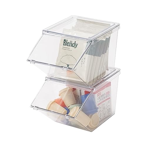 LLGWGL Stackable Tea-Bag Holder Organizer - Box Storage Organizer, Clear Coffee and Tea Organizer for Counter Tops, Kitchen Cabinets, Pantry, 2 Pack - Image 1